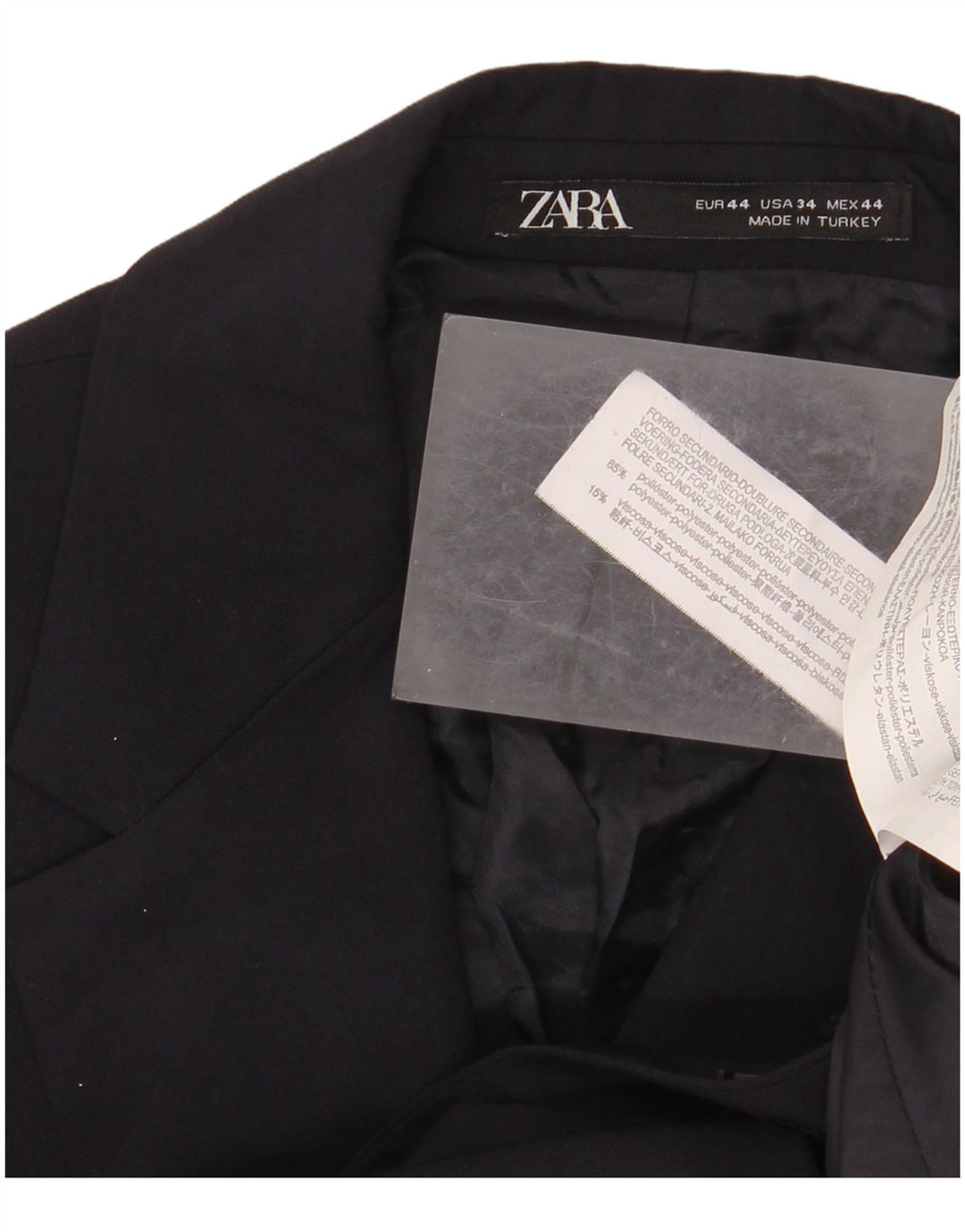 Zara Męska marynarka zapinana na 2 guziki EU 44 XS Granatowy poliester