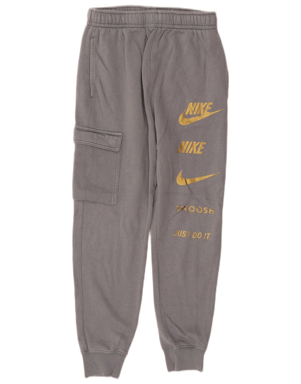 Męskie spodnie dresowe NIKE Swoosh Graphic Cargo Joggers XS Szara bawełna