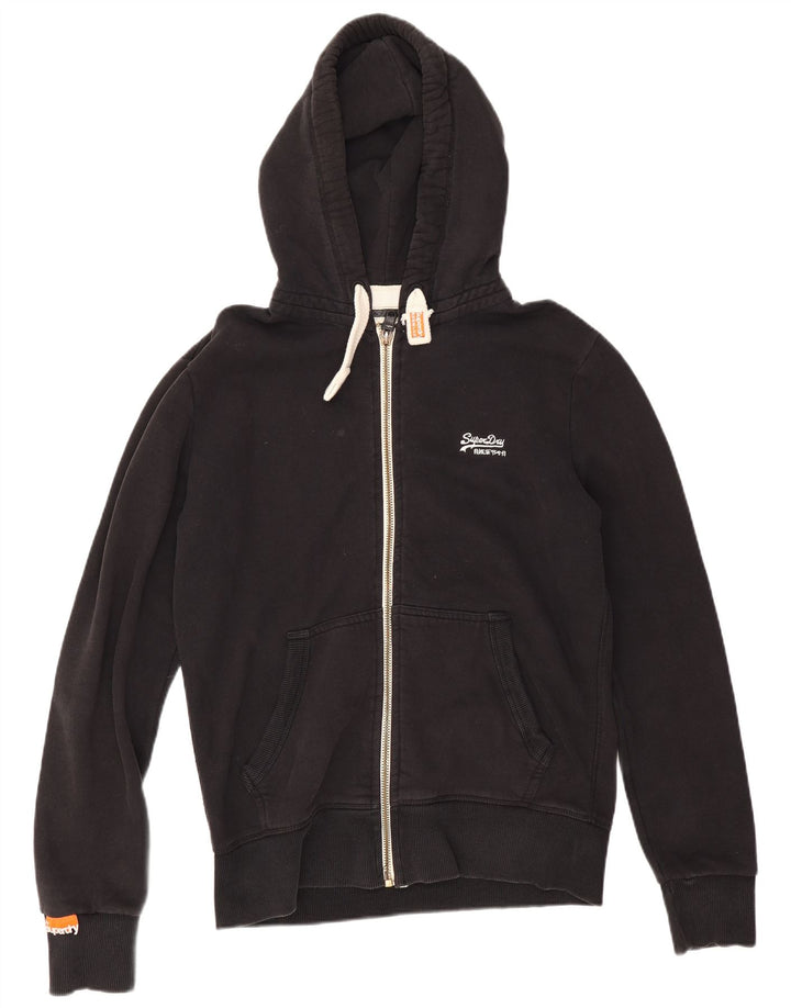 Męski sweter z kapturem i zamkiem błyskawicznym Superdry, średni czarny, bawełniany