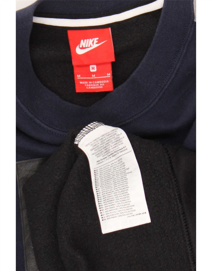 Męska bluza z grafiką Nike, średnia, granatowa, bawełniana z blokami kolorów