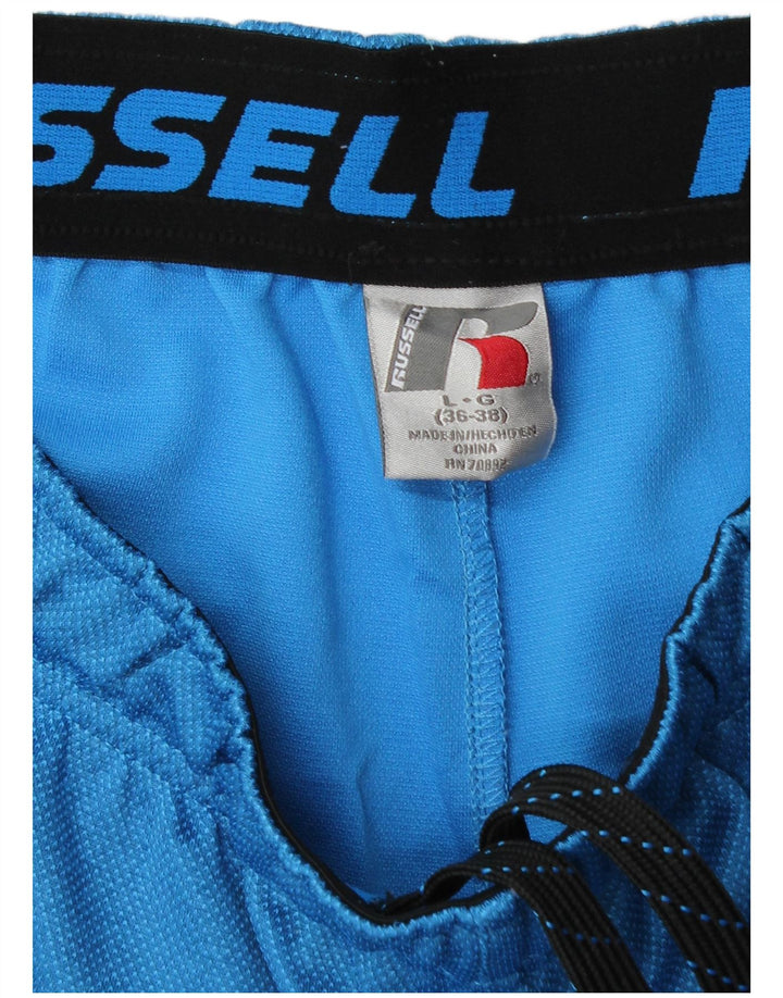 Męskie spodnie dresowe Russell Athletic Dri-Power, duże, niebieskie, poliestrowe