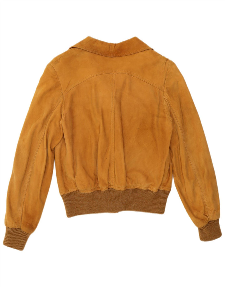 Vintage damska zamszowa kurtka bomber IT 44 średni brąz retro
