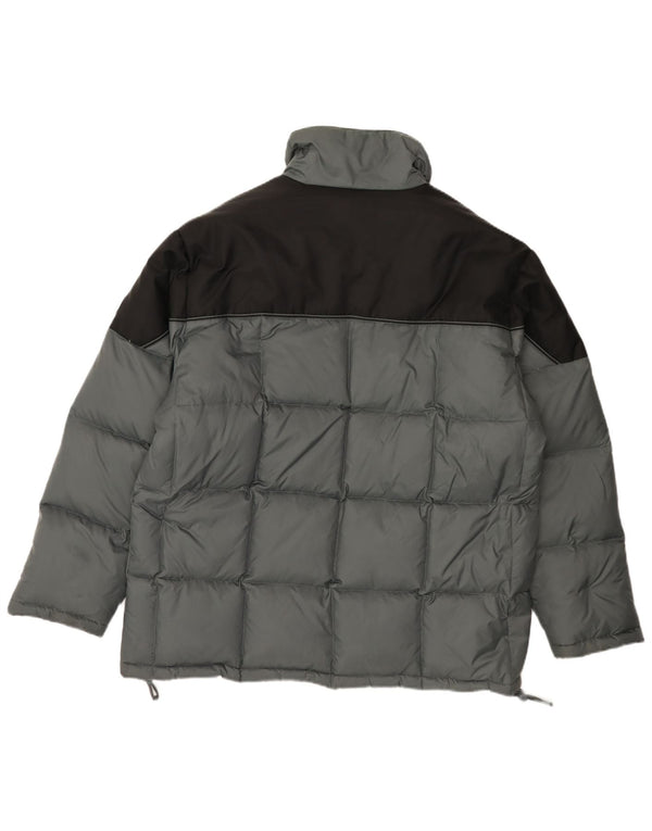Vintage męska, luźna, wyściełana kurtka UK 38, nylon w kolorze średnioszarym