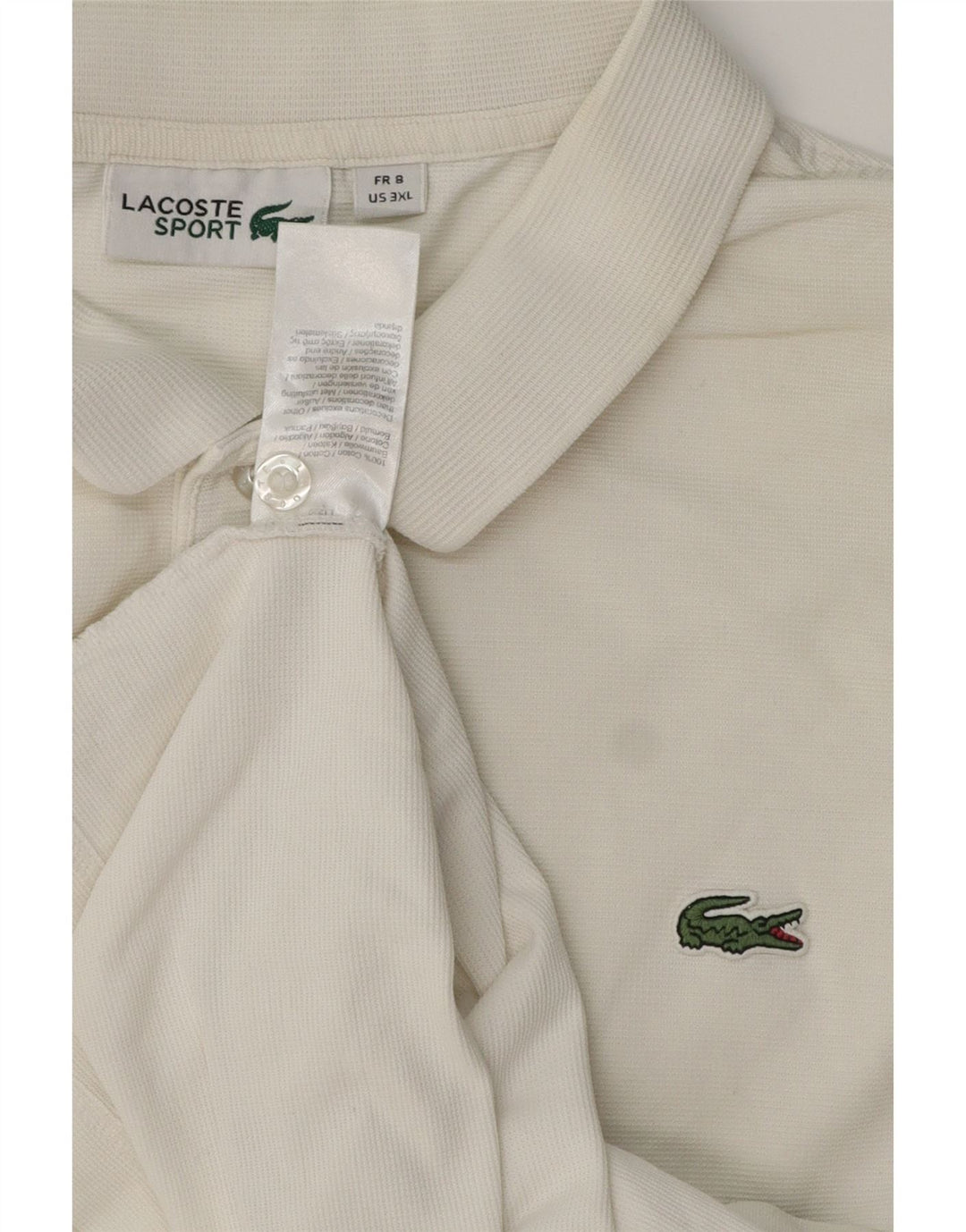 Męska koszulka polo LACOSTE, rozmiar 8, 3XL, biała, bawełniana
