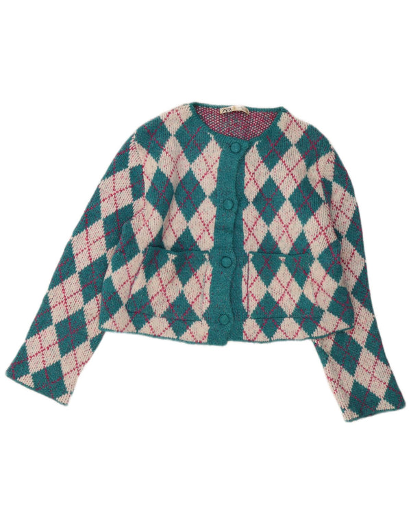 Sweter damski Zara Bolero UK 14 Średni zielony Argyle/Diamentowy akryl
