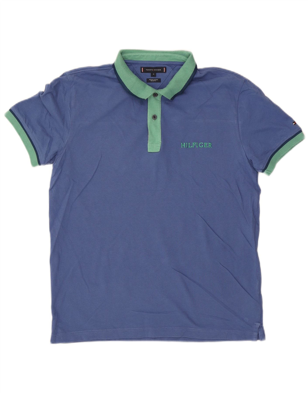 Męska koszulka polo TOMMY HILFIGER o regularnym kroju, średnioniebieska, bawełniana