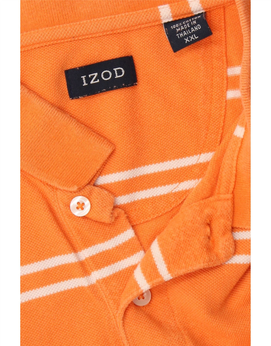 IZOD Mens Polo Shirt 2XL Orange Striped Cotton Vintage Izod and Second-Hand Izod from Messina Hembry 
