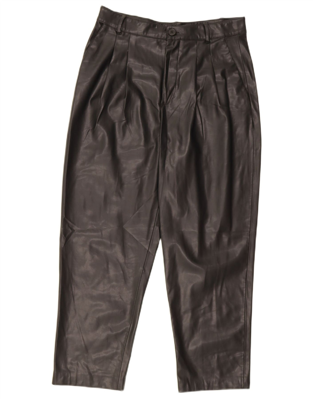 Spodnie damskie Zara Pegged ze sztucznej skóry, małe W26 L25, czarny poliester