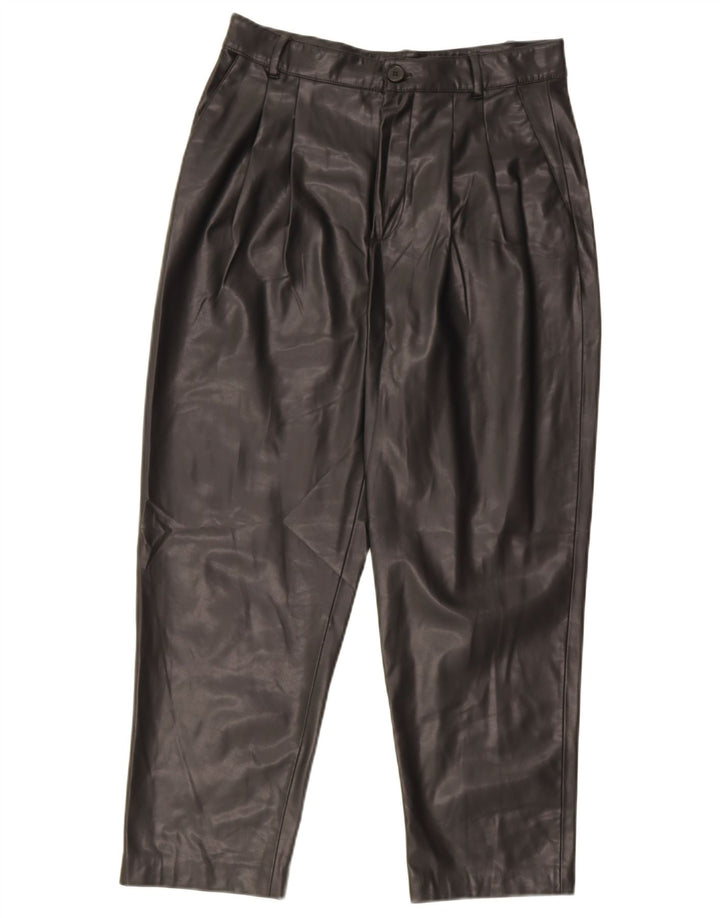 Spodnie damskie Zara Pegged ze sztucznej skóry, małe W26 L25, czarny poliester