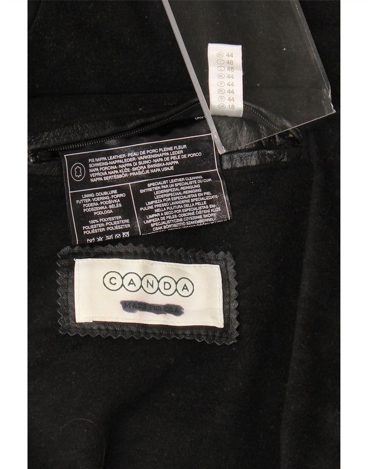 CANDA Damska skórzana kurtka oversize z kapturem UK 18 XL, czarna skóra