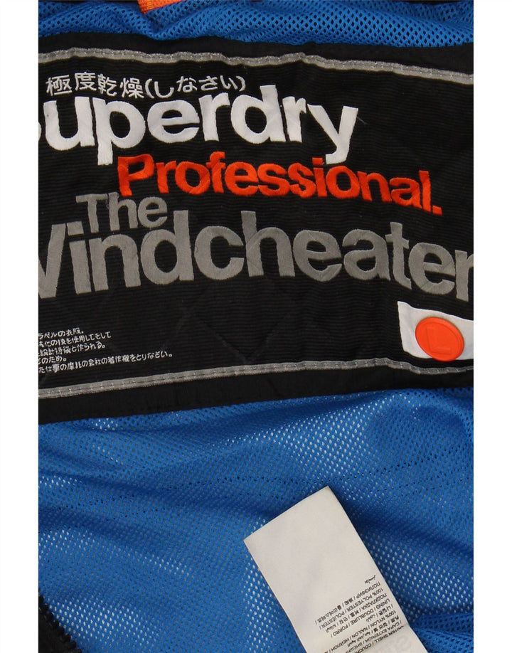SUPERDRY Męska kurtka przeciwdeszczowa The Windcheater UK 40, duża, czarna nylonowa