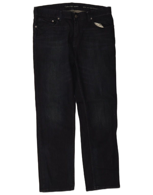 Męskie jeansy Calvin Klein Slim Fit Straight W34 L30 Granatowe