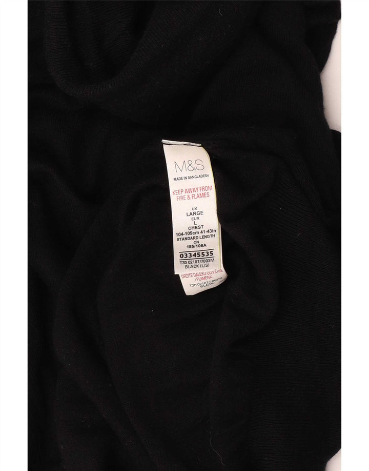 Marks & Spencer Męski sweter z golfem, duży, czarny, bawełniany
