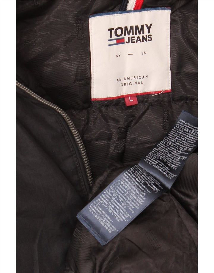 Damska ocieplana kurtka z kapturem Tommy Hilfiger UK 16, duża, czarna, poliester