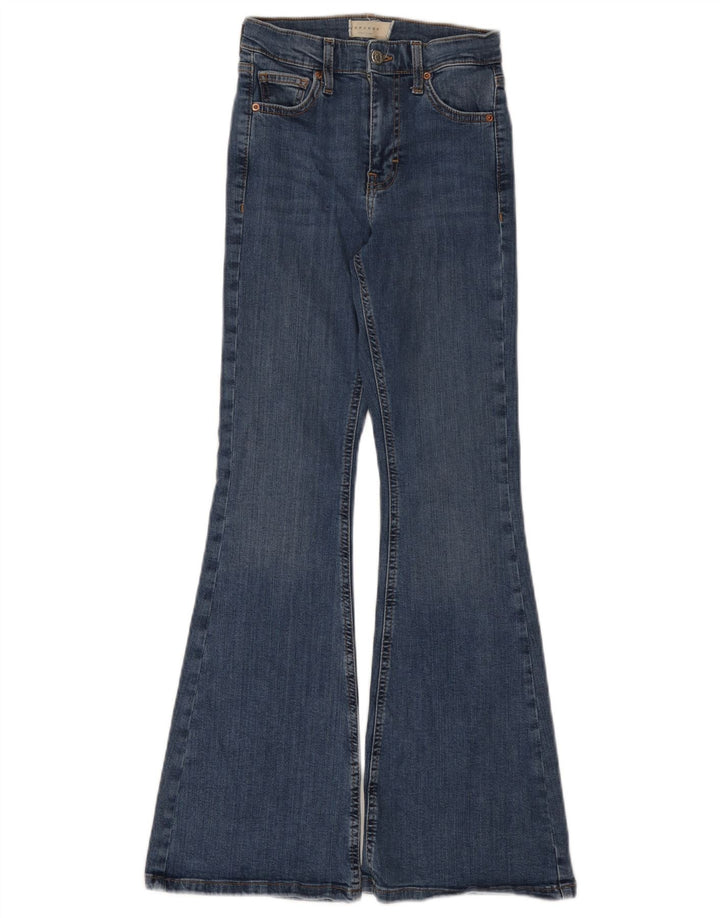 Topshop Damskie jeansy Jamie Flared W24 L28 Niebieskie bawełniane