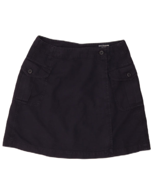 Damska spódnica mini kopertowa VINTAGE IT 44 Medium W28 Granatowa bawełna