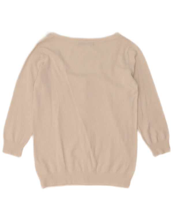 Damski sweter rozpinany z rękawem 3/4 Zara UK 10, mały, biały, bawełniany