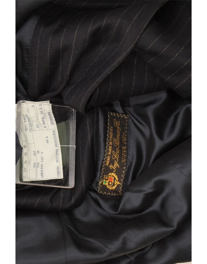 Loro Piana Męska marynarka zapinana na 3 guziki IT 54 2XL Granatowa, wełniana w prążki