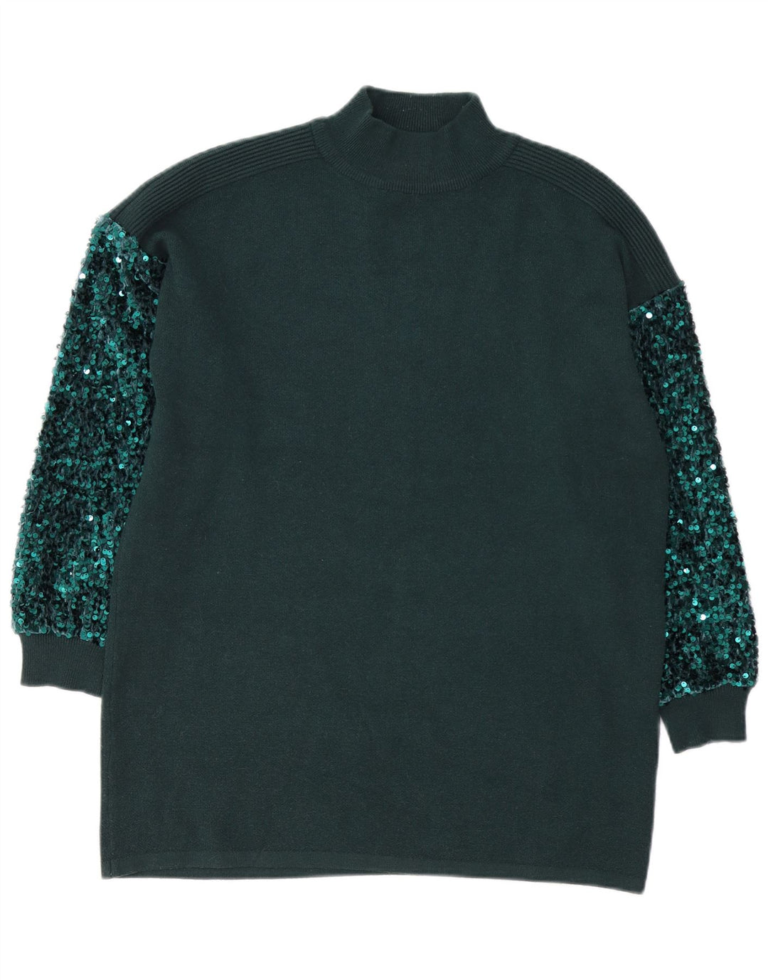 QUIZ Damski sweter oversize z golfem UK 10 Small Green