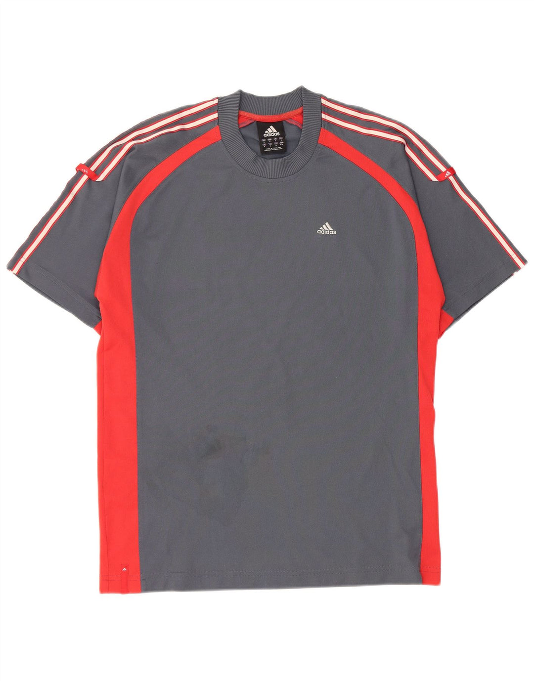 T-shirt męski ADIDAS, mały, szary, z blokami kolorów, poliester