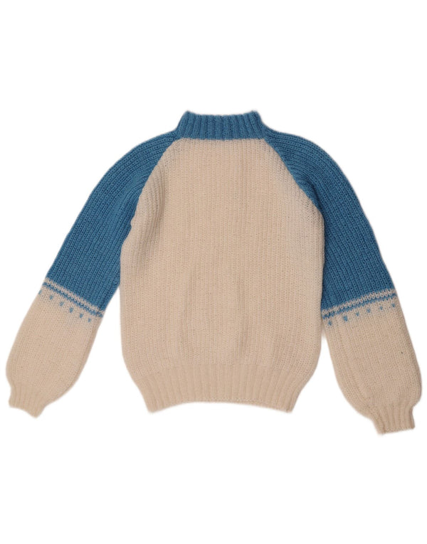 Sweter damski w stylu vintage z golfem UK 12 w kolorze średniej bieli