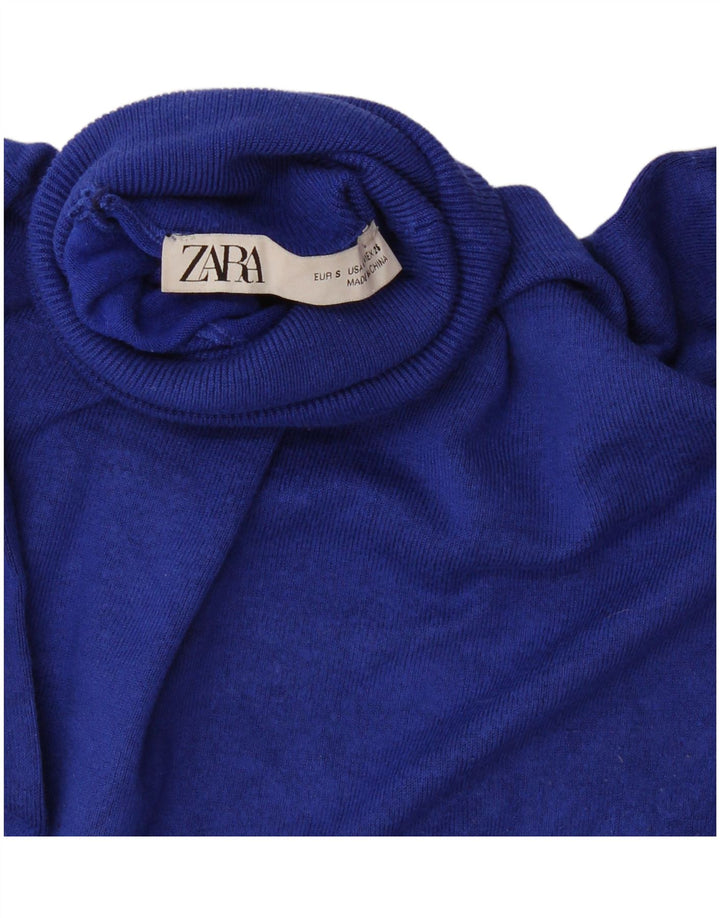 Sweter damski Zara z wywijanym dekoltem UK 10, mały, granatowy