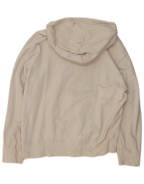 ADIDAS Womens Hoodie Jumper UK 14 Medium Off White Cotton