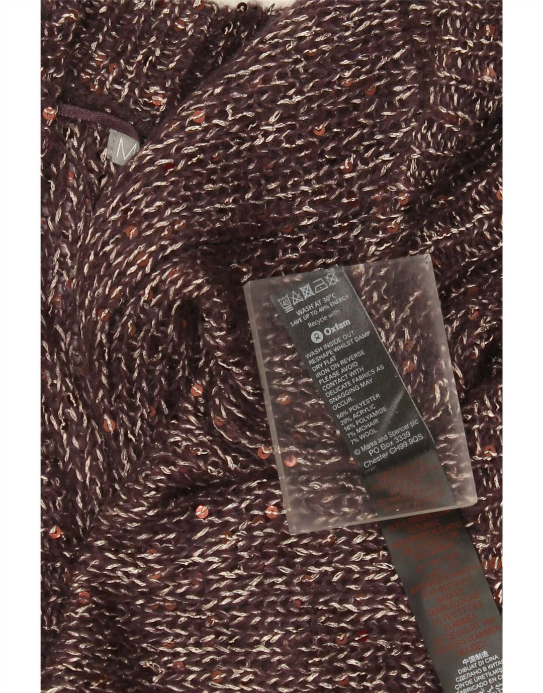 Marks & Spencer Damski sweter rozpinany, UK 18 XL, brązowy poliester