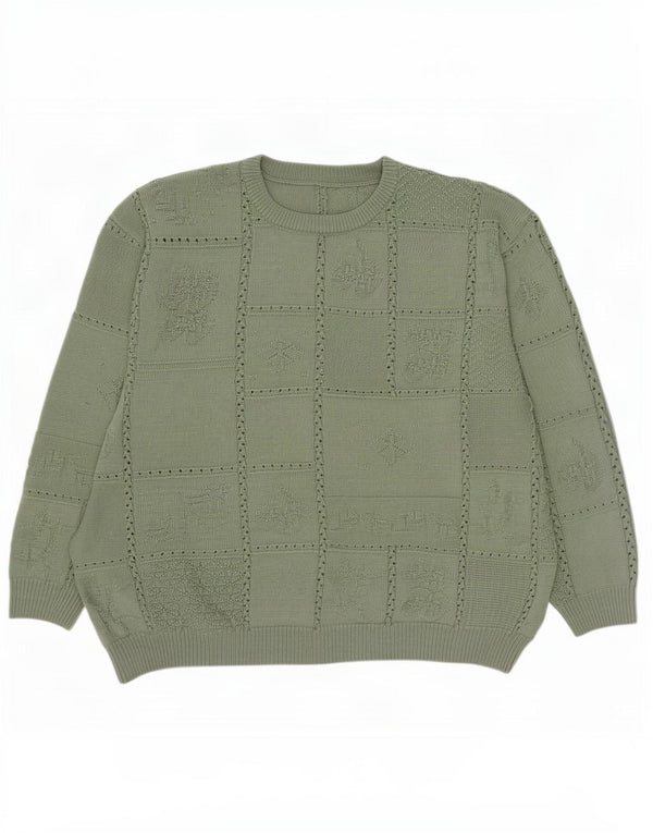 Vintage damski sweter z okrągłym dekoltem UK 20 2XL zielony