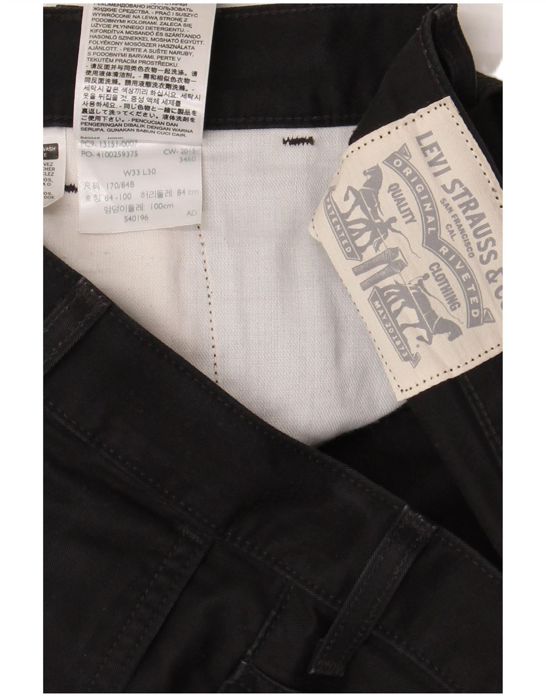 Męskie proste spodnie chino Levi's W33 L25 Czarna bawełna