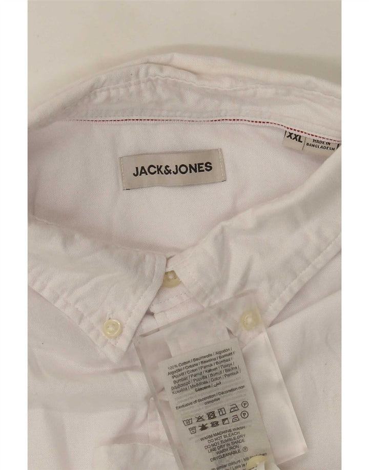 Koszula męska z krótkim rękawem Jack & Jones, 2XL, biała, bawełniana