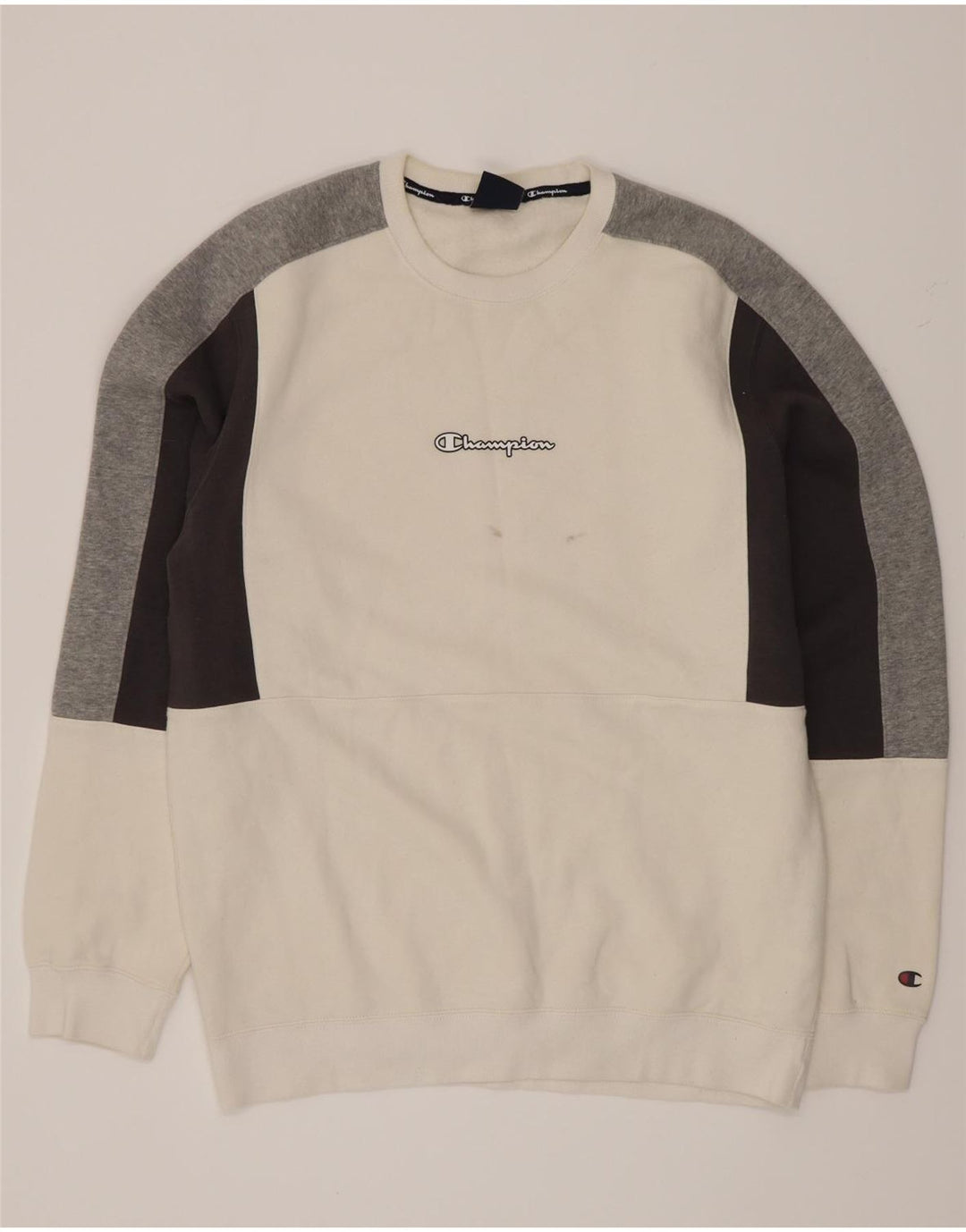 Męska bluza Champion XL, biała, z blokami kolorów, bawełniana