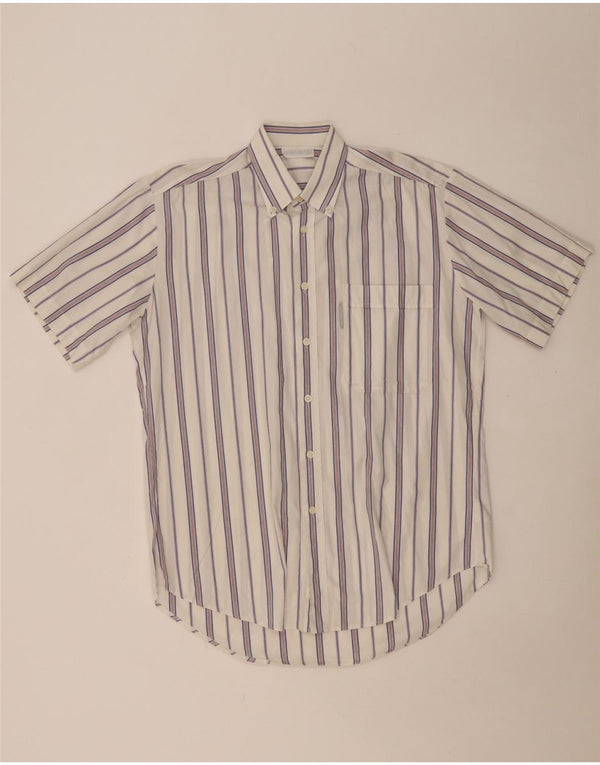 Koszula męska z krótkim rękawem ADIDAS, rozmiar 15, bawełniana w średnie białe paski