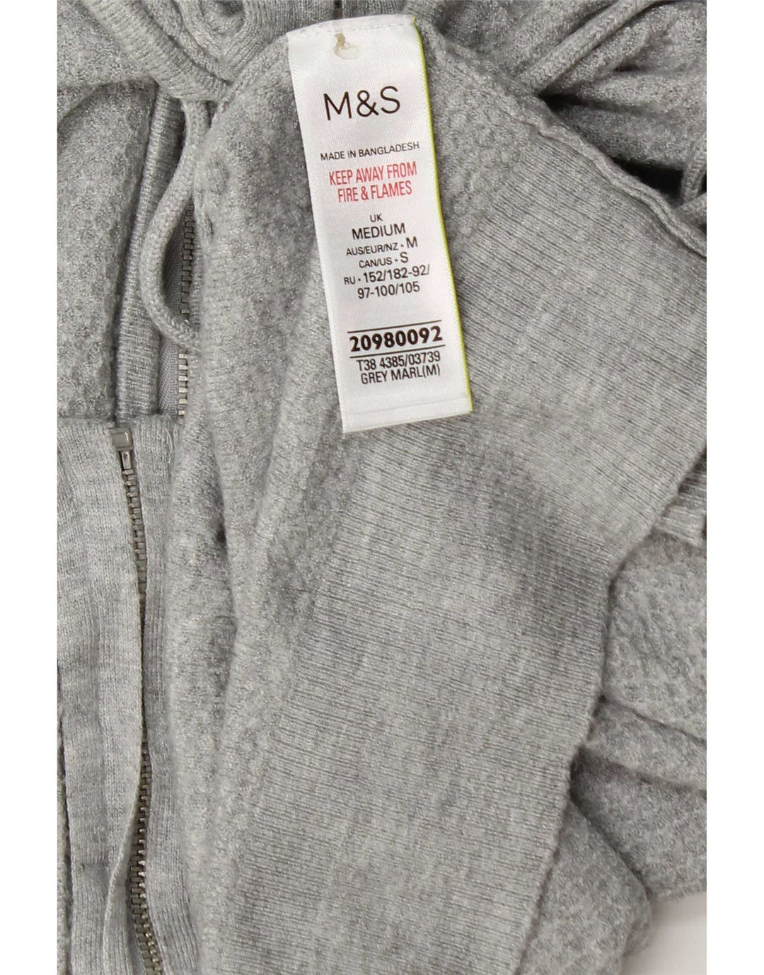 Marks & Spencer Damski sweter z kapturem i zamkiem błyskawicznym UK 14 Średni szary wiskoza