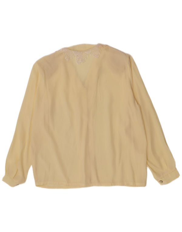 Vintage Womens See Through Shirt Blouse UK 18 XL Yellow