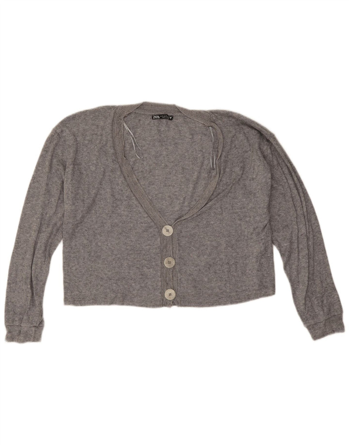 Damski sweter oversize Zara Crop Oversize UK 12 Średni szary wiskoza