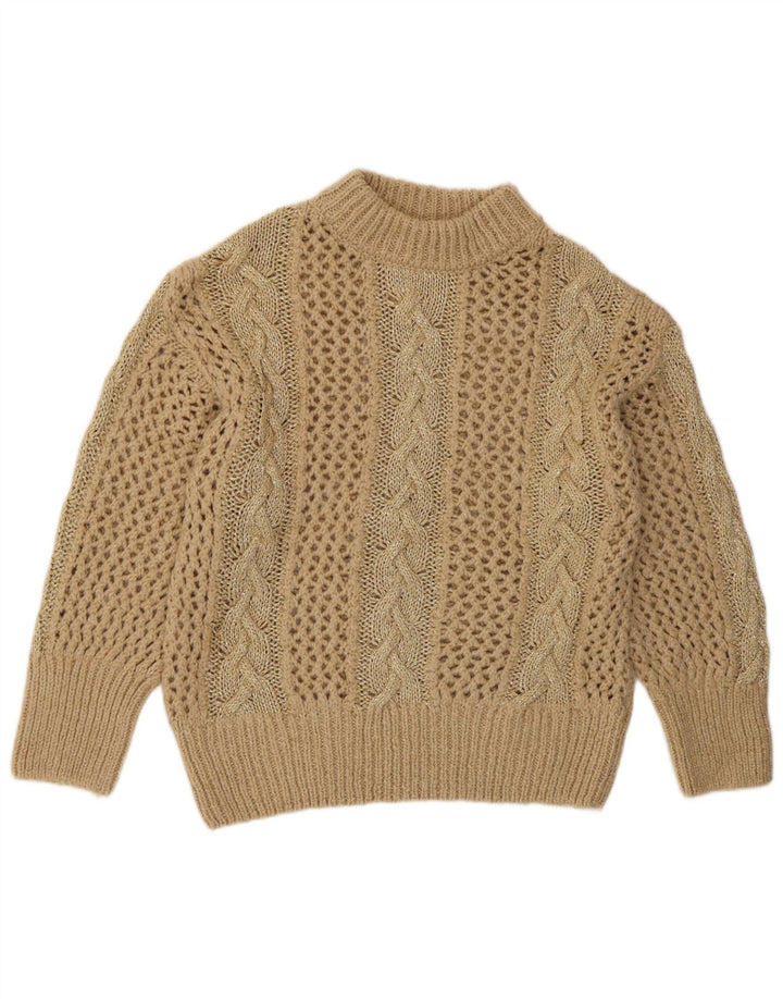 Sweter damski Zara na szydełku z golfem UK 14 średni beż