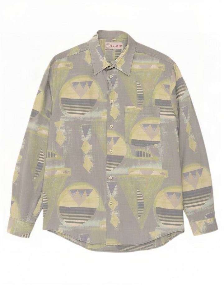 Koszula męska w stylu vintage w abstrakcyjny wzór XL, szara wiskoza