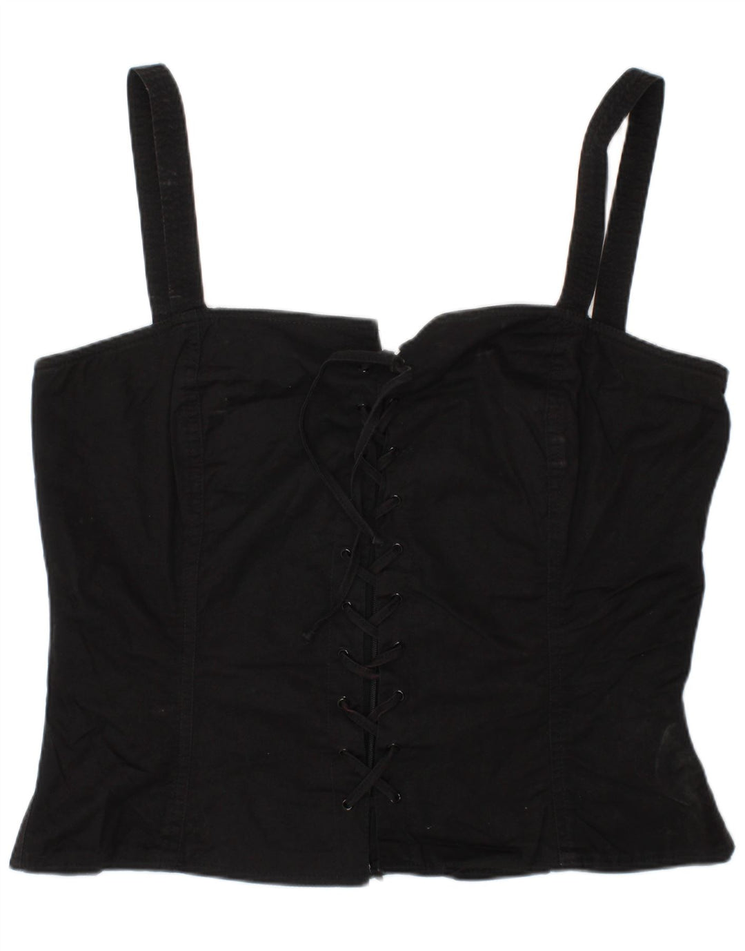 LUISA SPAGNOLI Womens Corset Top IT 46 Large Black Cotton