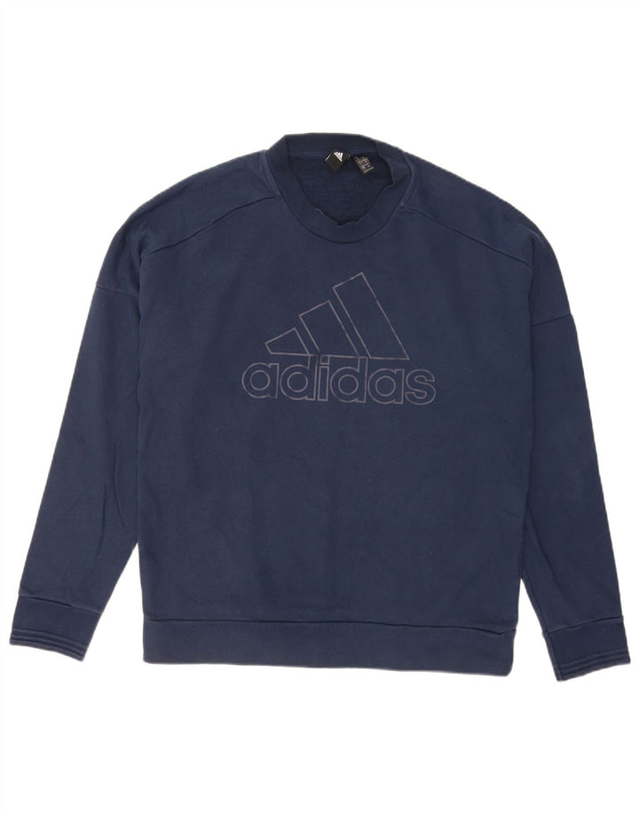 Adidas Męska bluza z grafiką o regularnym kroju, duża, granatowa, bawełniana