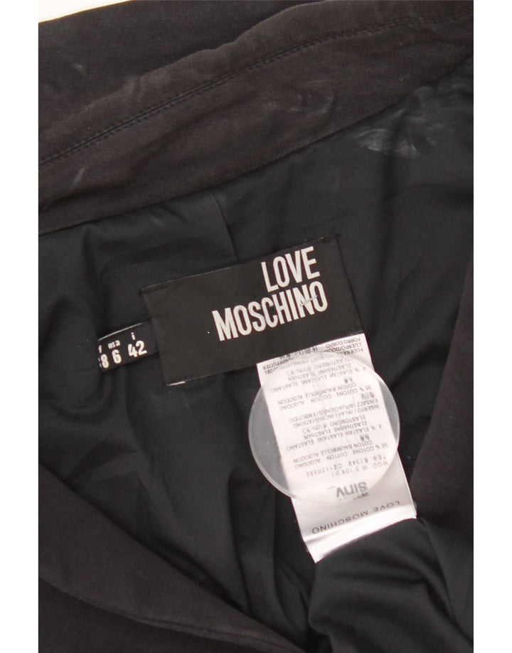 Damska marynarka Moschino Crop Graphic z 3 guzikami, UK 10, mała czarna