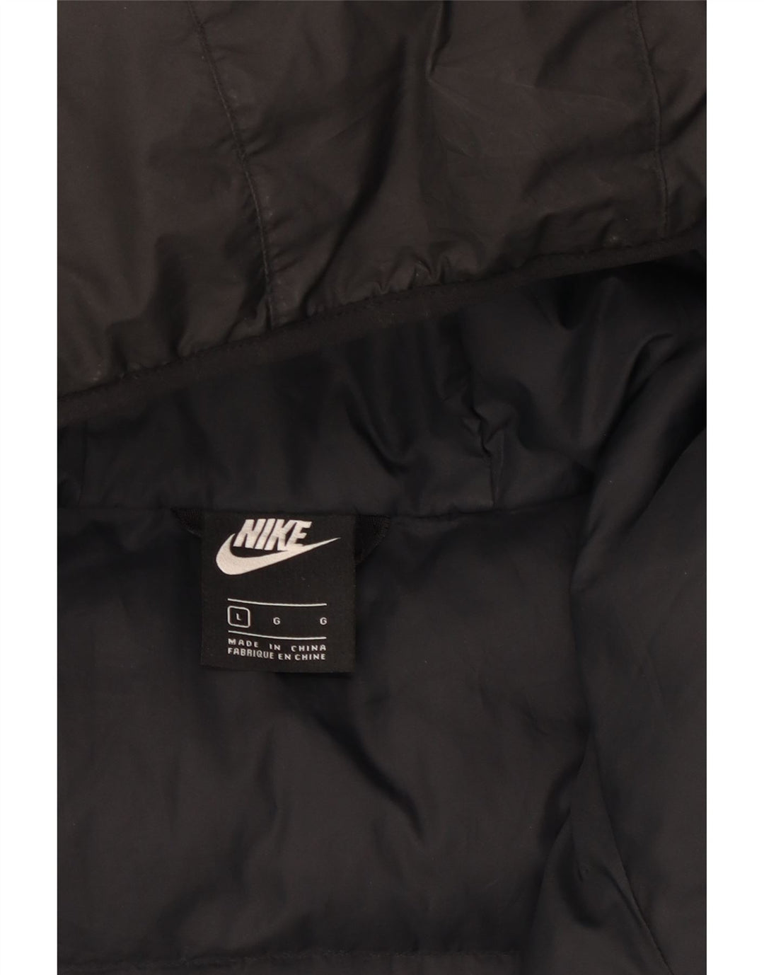 Męska wyściełana kurtka z kapturem Nike UK 40, duża, czarna, poliestrowa
