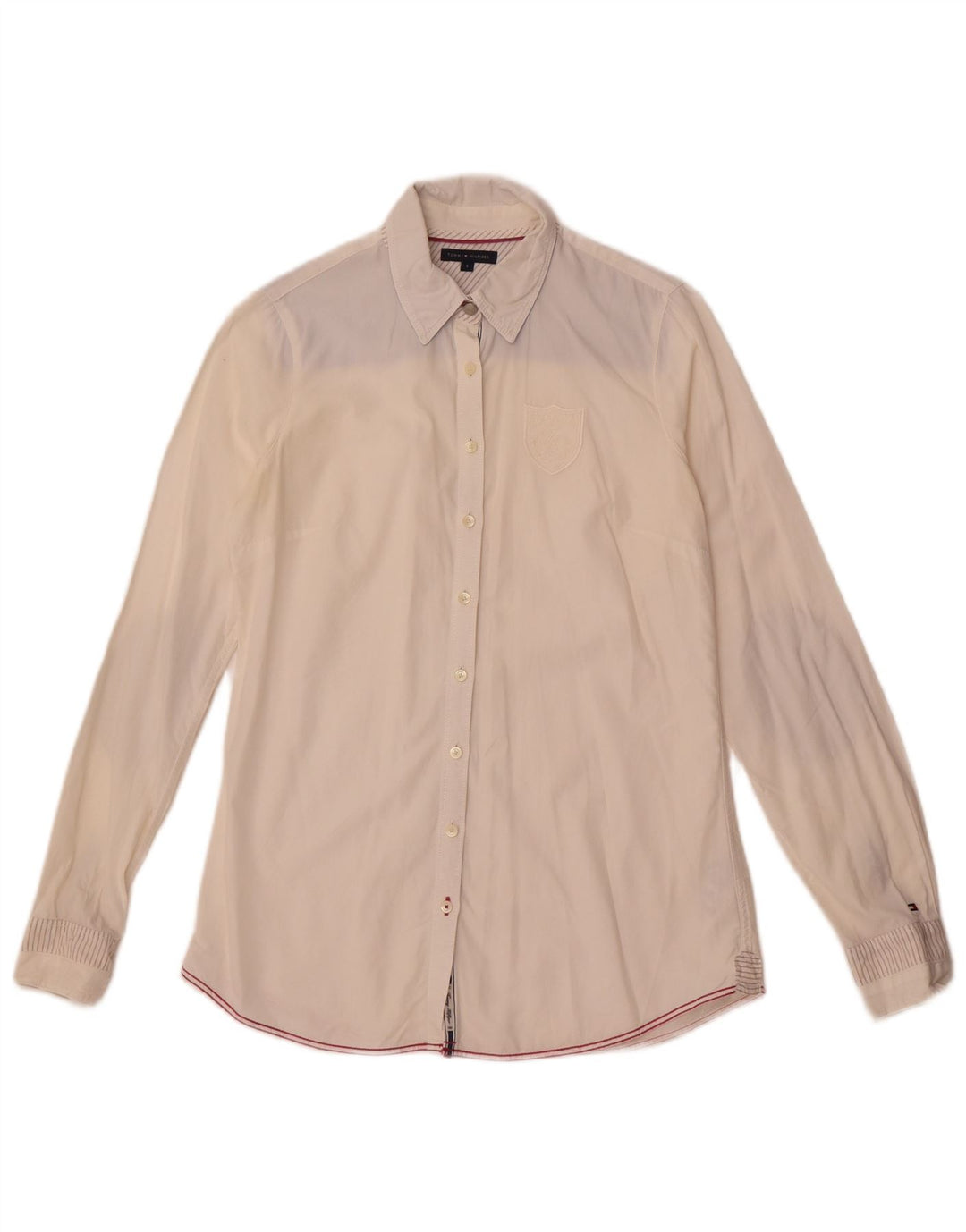 Koszula damska Tommy Hilfiger US 4, mała, biała, bawełniana w bloki kolorów