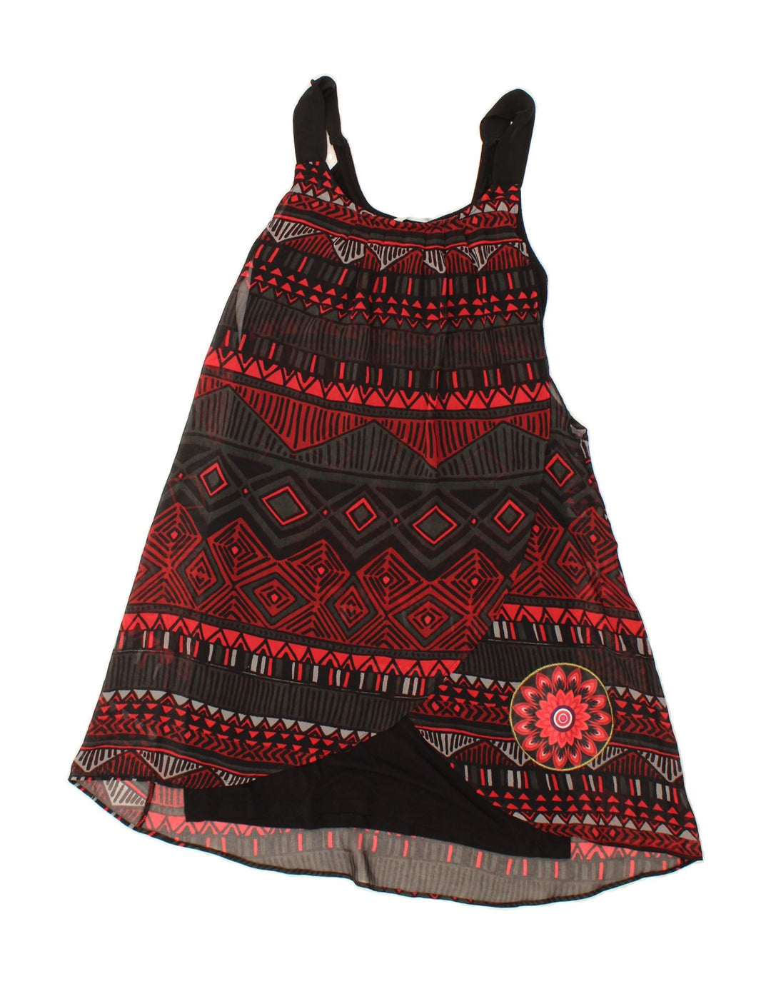 DESIGUAL Womens Graphic A-Line Dress IT 42 Medium Black Geometric Vintage Desigual and Second-Hand Desigual from Messina Hembry 