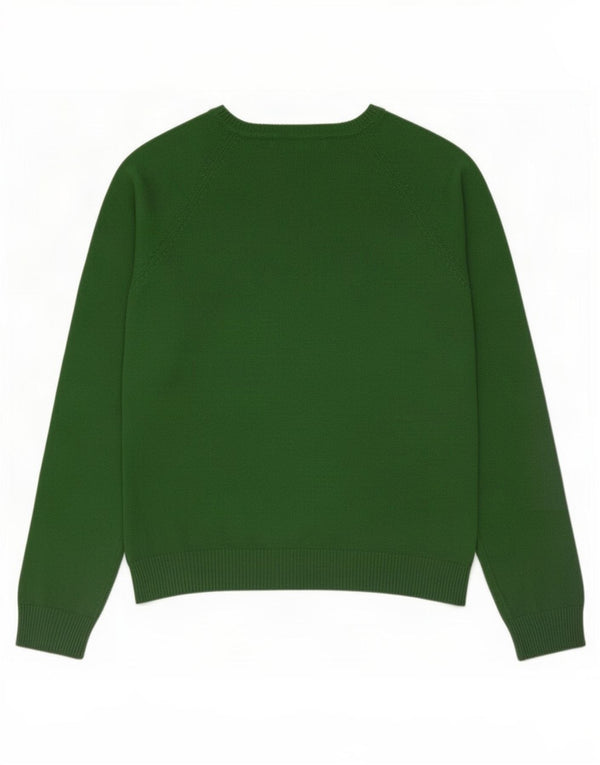 Sweter damski Zara z dekoltem w kształcie litery V, UK 14, duży, zielony, bawełniany
