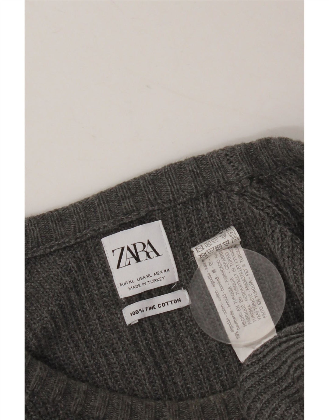 Męski sweter z dekoltem w łódkę Zara XL, szary, bawełniany