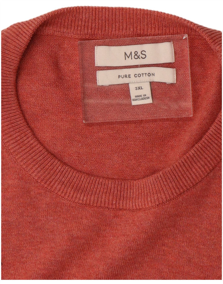 Marks & Spencer Męski sweter z okrągłym dekoltem, 3XL, czerwony, bawełniany