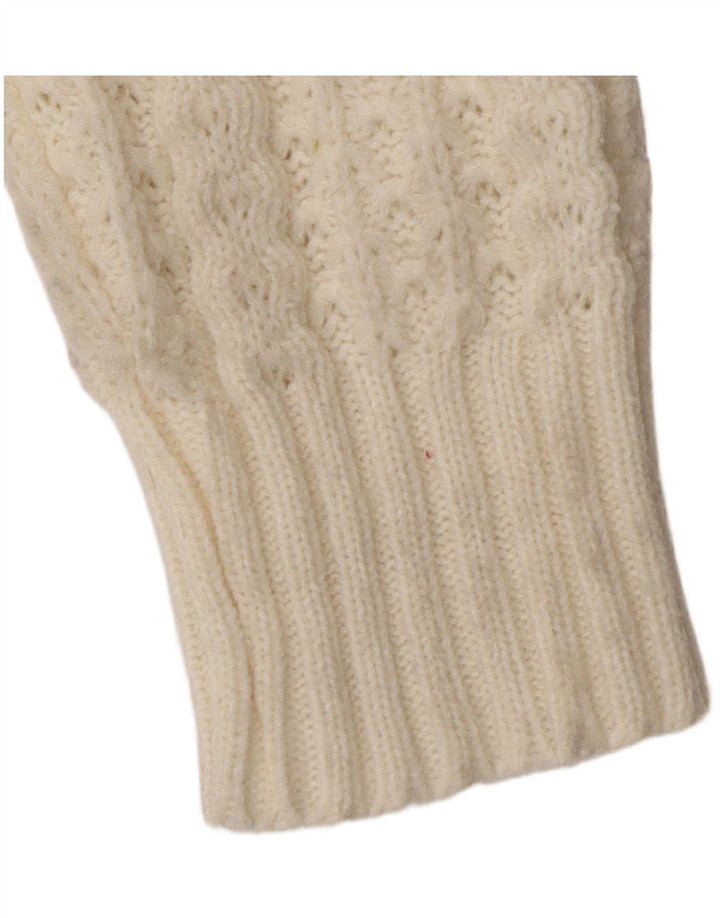 Sweter damski w stylu vintage, UK 16, duży, biały, poliakryl