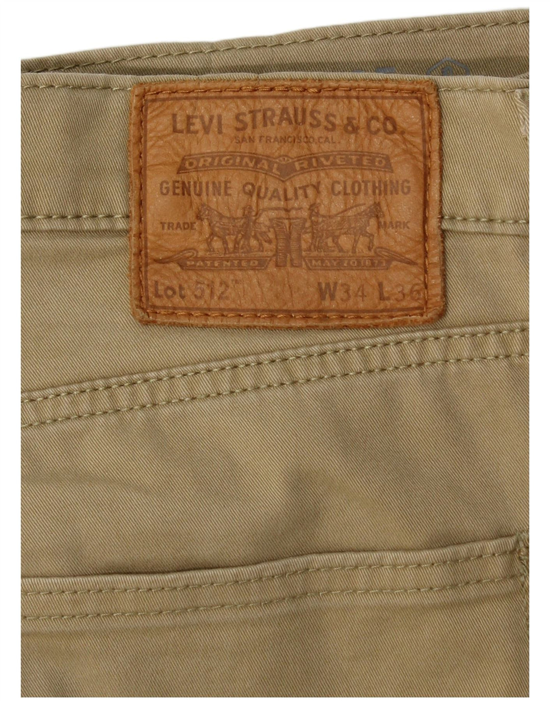 Męskie spodnie LEVI'S 512 Slim, zwężane, W34 L36, beżowa bawełna