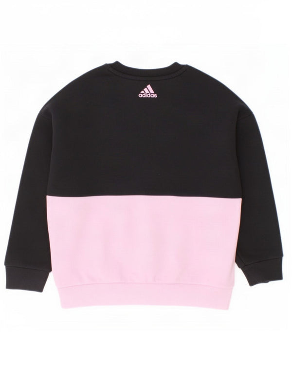 Bluza dziewczęca Adidas z grafiką, 5-6 lat, czarna, bawełniana z blokami kolorów